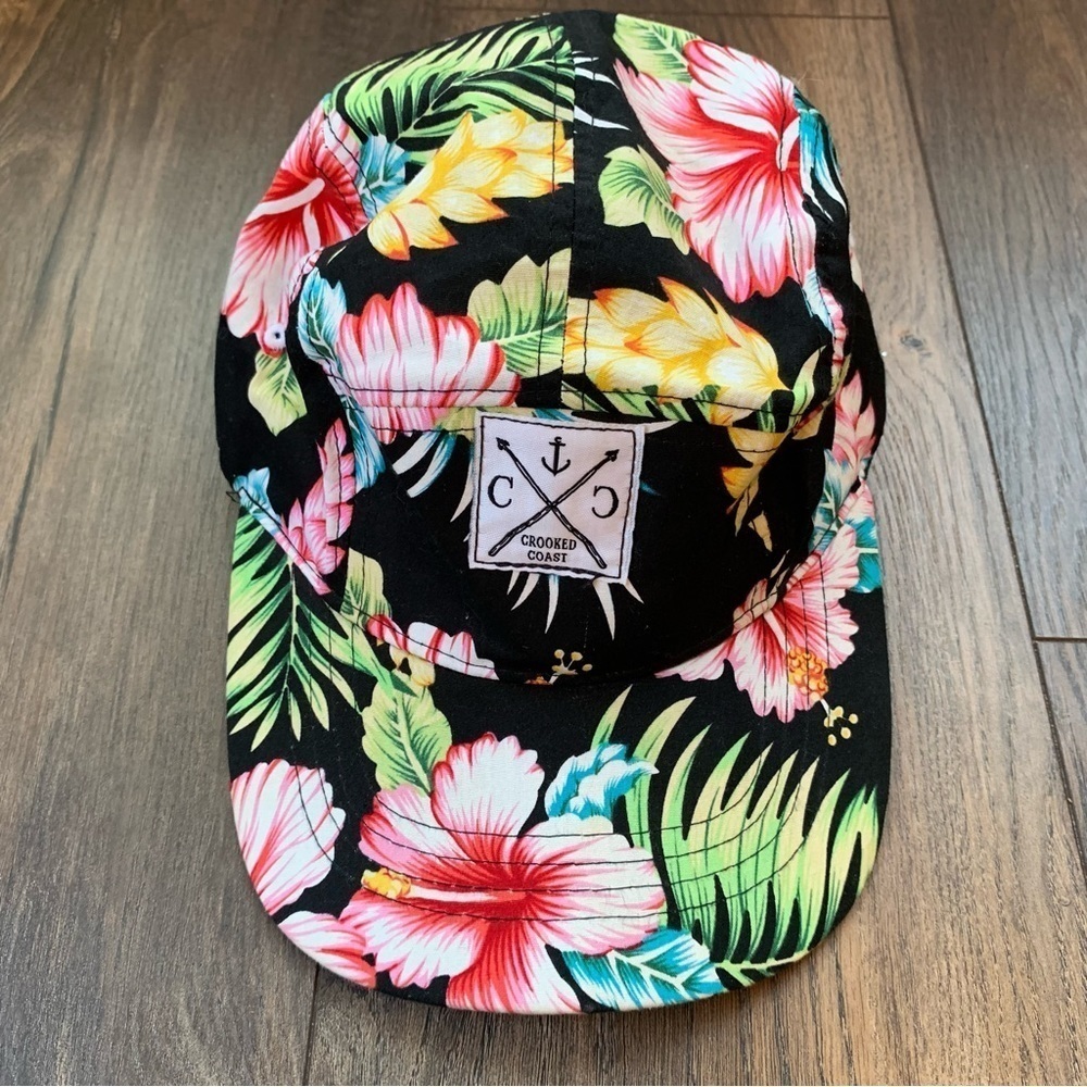 Crooked Coast Harpoon & Anchor Floral 5 Panal Hat